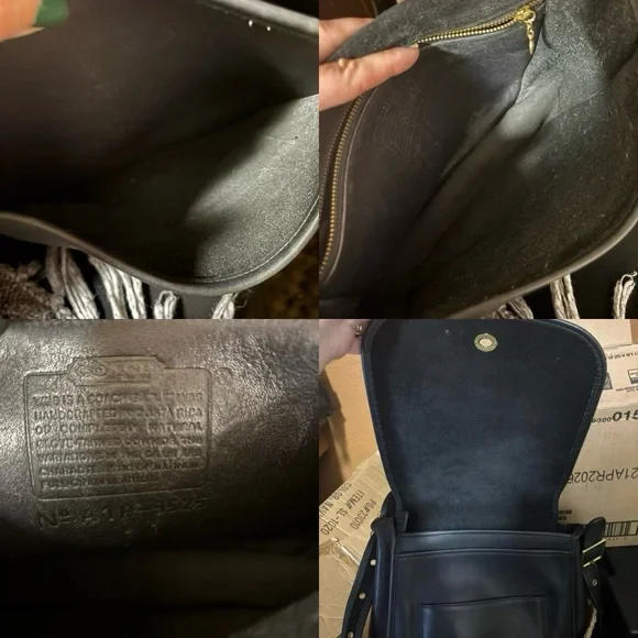 Coach stewardess Black Leather Shoulder Bag with Gold Accents - Picture 14 of 15